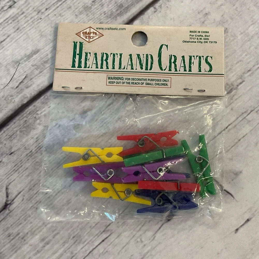 Heartland Crafts Mini Clothes Pins 80+ Packs 10 Ct Bright Primary Colors Plastic